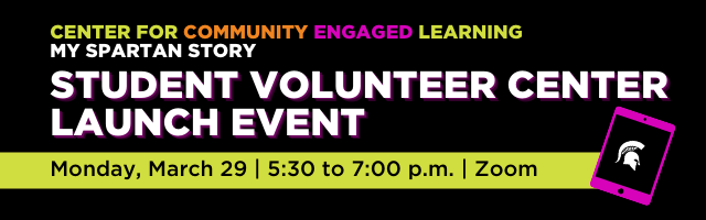 Our Student Volunteer Center Launch Event is on Monday, March 29!